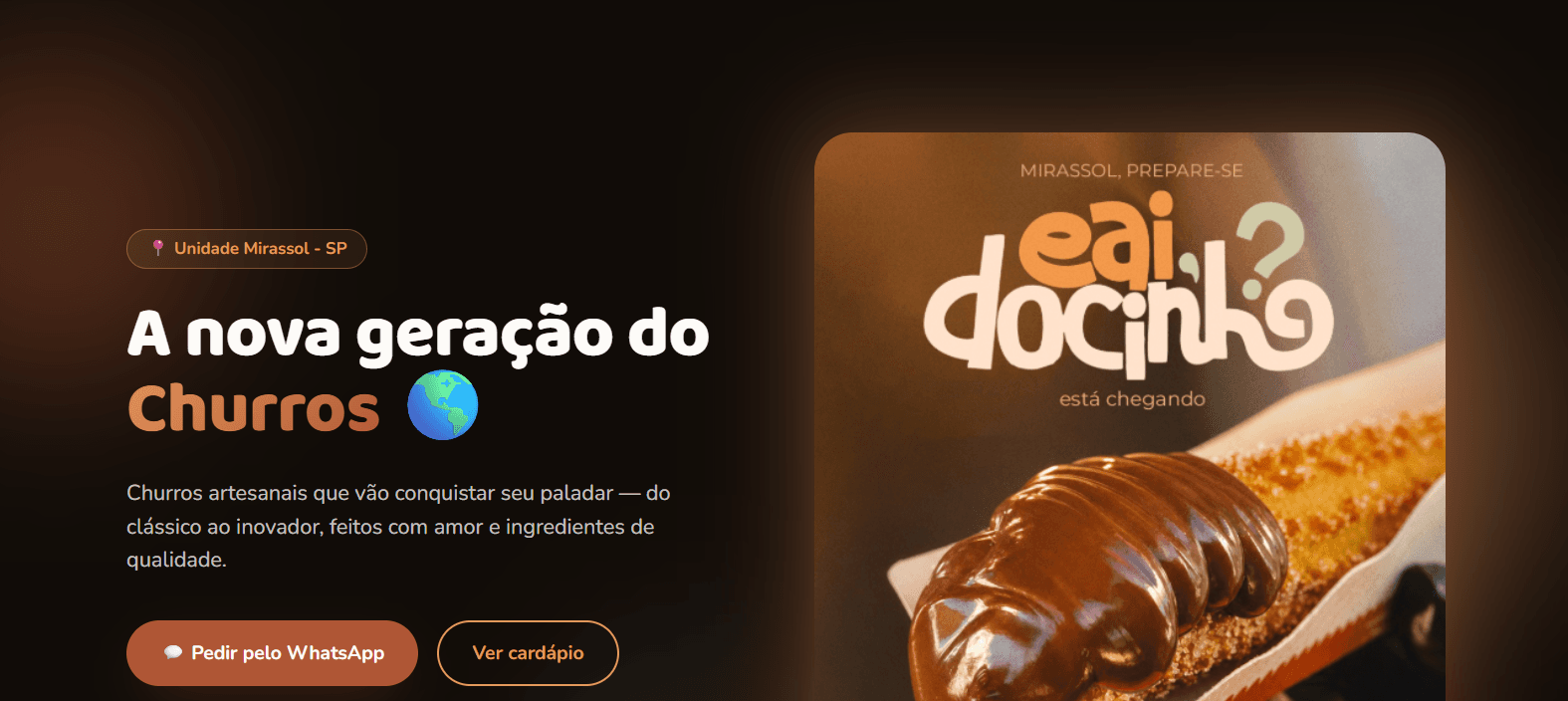 Prévia do projeto E ai Docinho Landing Page 